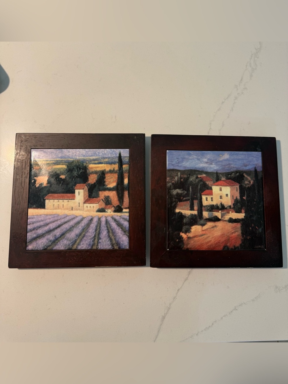 Tuscan Italy Framed Wall Art Set of 2 Italian Countryside 8x8